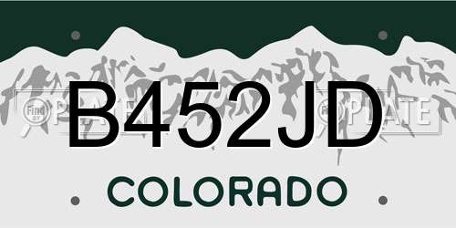 B452JD Colorado License Plate