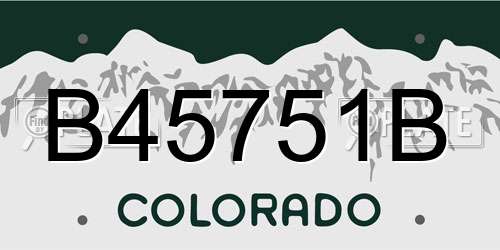 B45751B Colorado License Plate