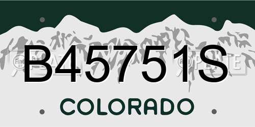 B45751S Colorado License Plate