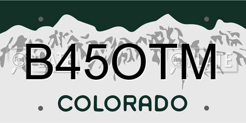 B45OTM Colorado License Plate