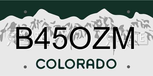 B45OZM Colorado License Plate