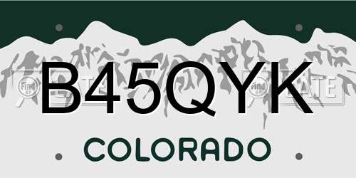 B45QYK Colorado License Plate