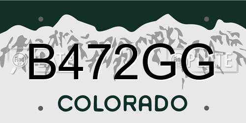 B472GG Colorado License Plate