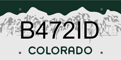 B472ID Colorado License Plate