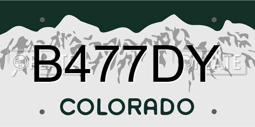 B477DY Colorado License Plate