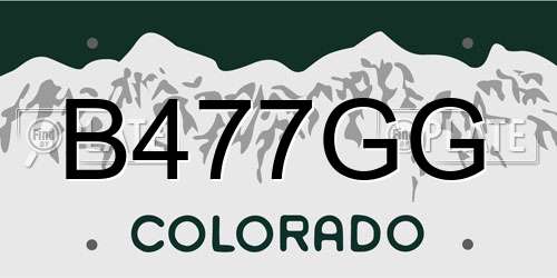 B477GG Colorado License Plate