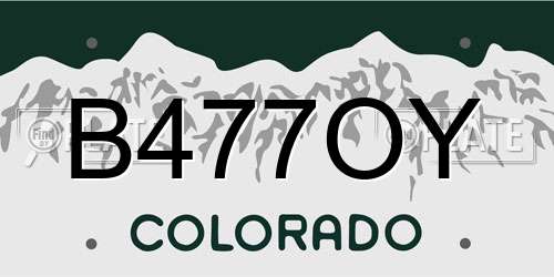 B477OY Colorado License Plate