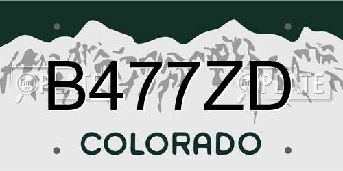 B477ZD Colorado License Plate
