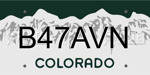 B47AVN Colorado License Plate