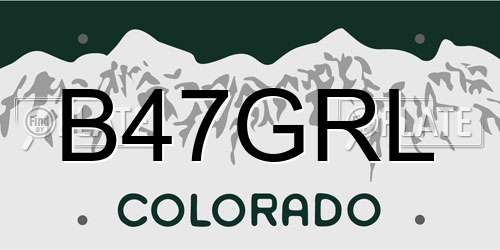 B47GRL Colorado License Plate