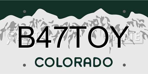 B47TOY Colorado License Plate