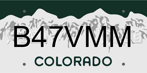 B47VMM Colorado License Plate