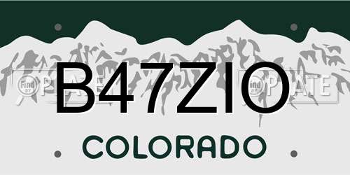 B47ZIO Colorado License Plate