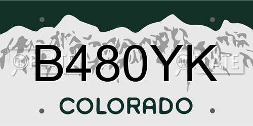 B480YK Colorado License Plate