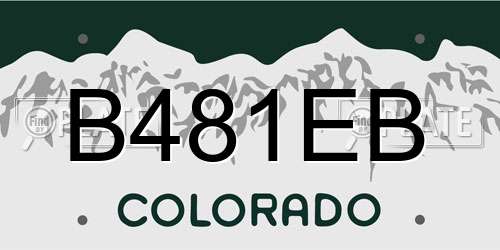 B481EB Colorado License Plate