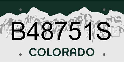 B48751S Colorado License Plate