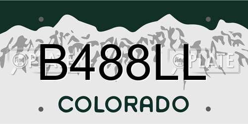 B488LL Colorado License Plate