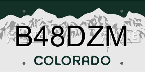 B48DZM Colorado License Plate