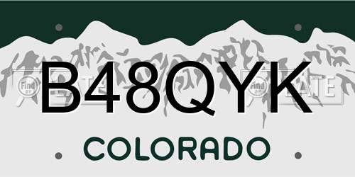 B48QYK Colorado License Plate