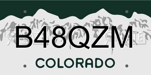 B48QZM Colorado License Plate
