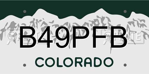 B49PFB Colorado License Plate