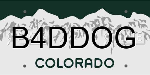 B4DDOG Colorado License Plate