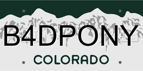 B4DPONY Colorado License Plate