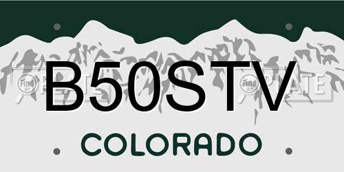 B50STV Colorado License Plate