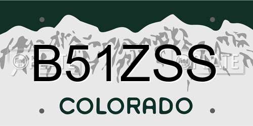 B51ZSS Colorado License Plate