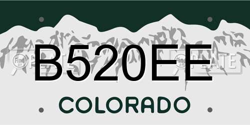 B520EE Colorado License Plate