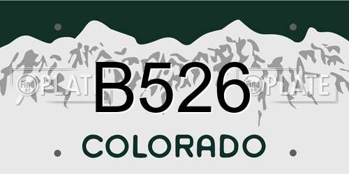 B526 Colorado License Plate