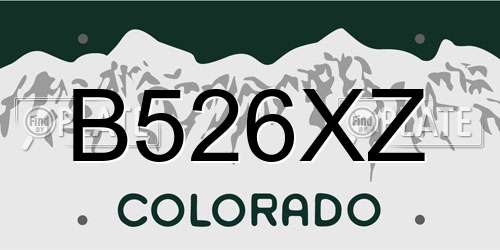 B526XZ Colorado License Plate
