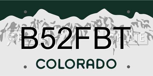 B52FBT Colorado License Plate
