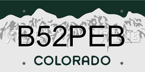 B52PEB Colorado License Plate