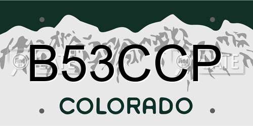 B53CCP Colorado License Plate