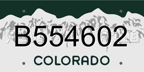 B554602 Colorado License Plate