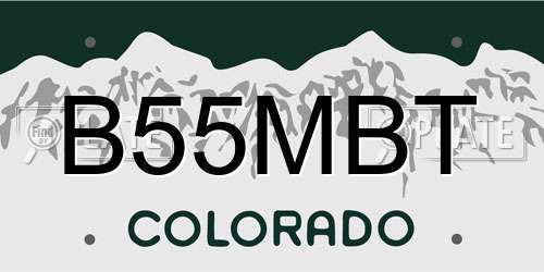 B55MBT Colorado License Plate