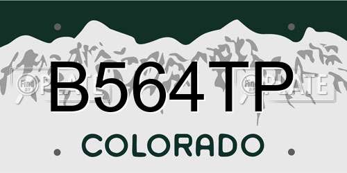 B564TP Colorado License Plate