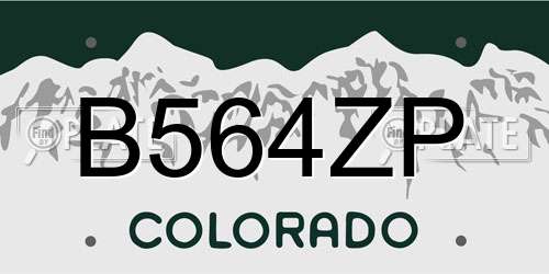 B564ZP Colorado License Plate