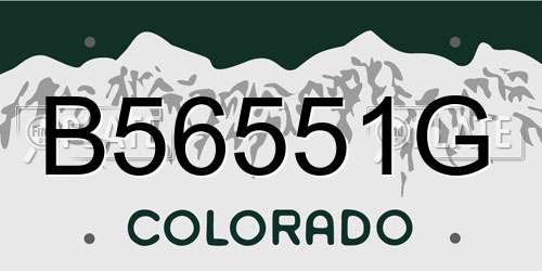 B56551G Colorado License Plate