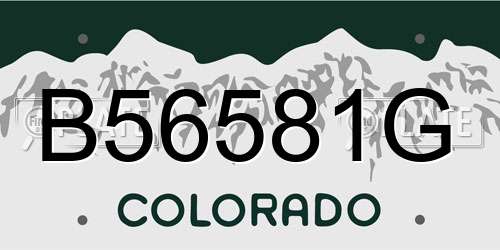 B56581G Colorado License Plate
