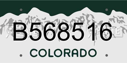 B568516 Colorado License Plate