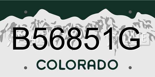 B56851G Colorado License Plate