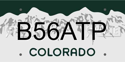 B56ATP Colorado License Plate
