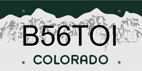 B56TOI Colorado License Plate