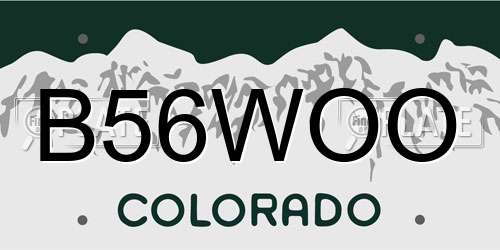 B56WOO Colorado License Plate