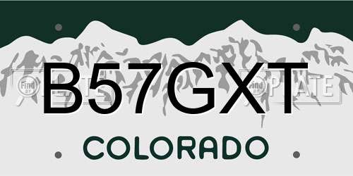 B57GXT Colorado License Plate