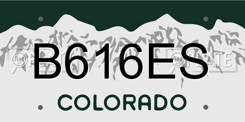 B616ES Colorado License Plate