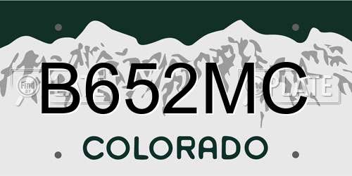 B652MC Colorado License Plate