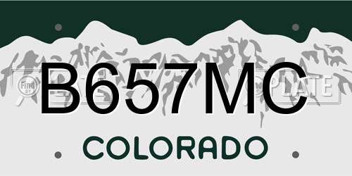 B657MC Colorado License Plate